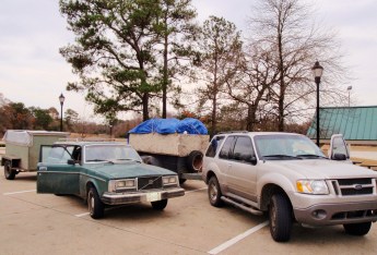 Trailers full of bikes.